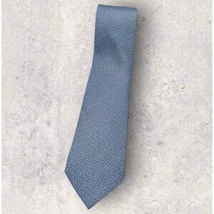 HERMÈS 606039 OA Silk Tie FRANCE XL Blue Monogram H W:3.2" EUC